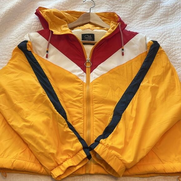 Ckh Clockhouse Zip-up Jacket Yellow Red Colorblock Retro 38 Medium Kidcore New - Picture 7 of 11